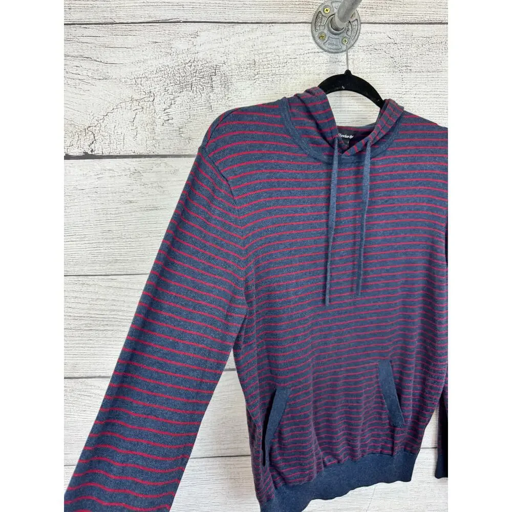 Hawker Rye Men's Navy & Red Stripe Knit Hooded Pullover Size Small